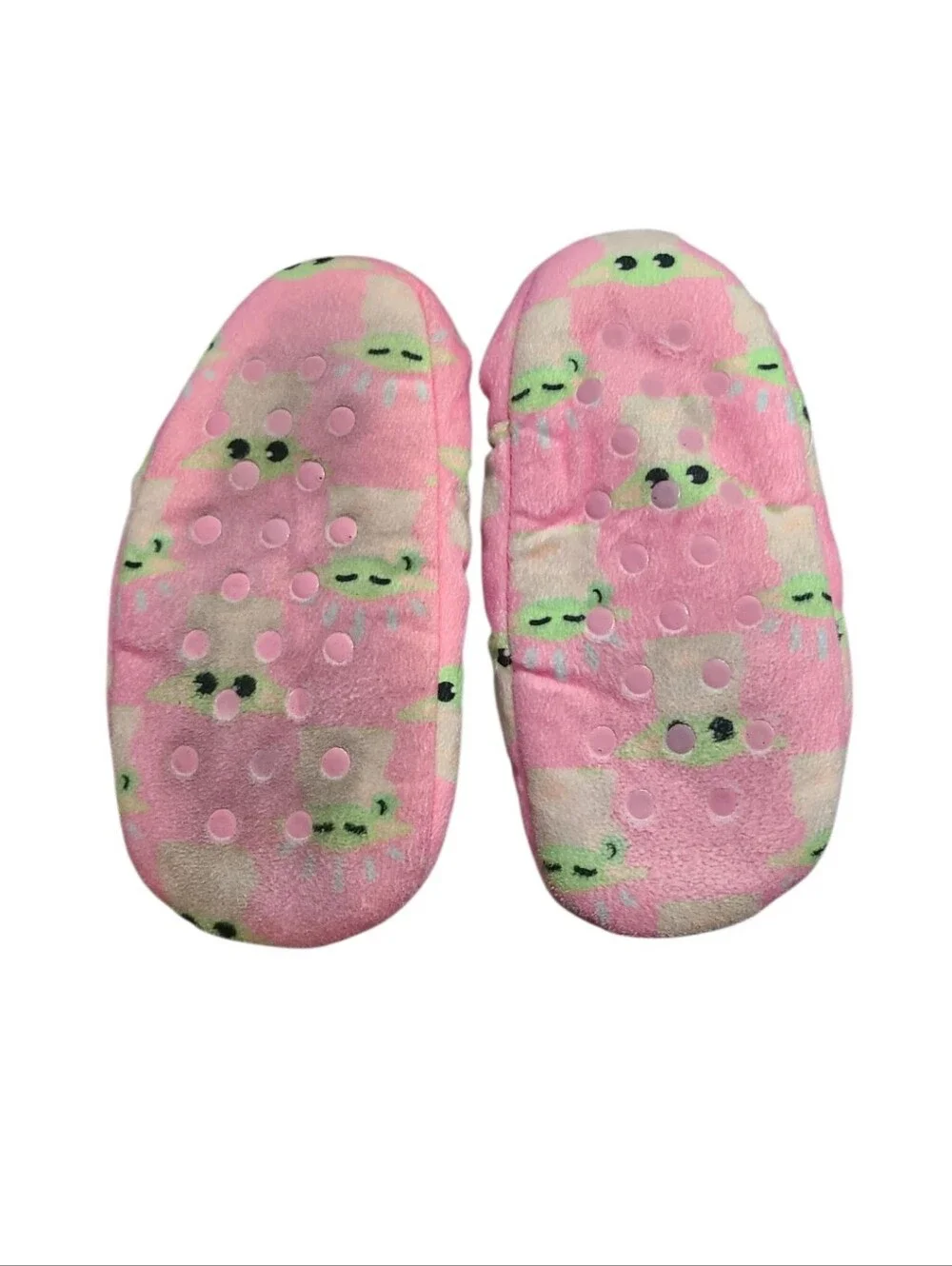 Kids Pink Plush Slip-On Slippers wuth Grogu